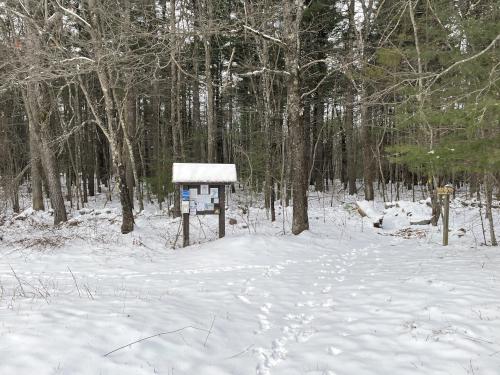 entrance kiosk in January at Grassy Pond Conservation Land in northeast MA