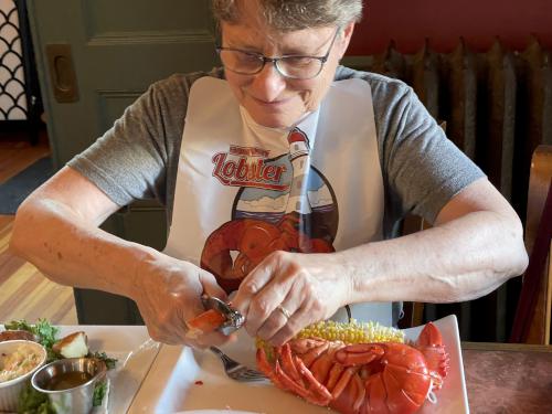 supper in August in Bar Harbor near Acadia National Park in Maine