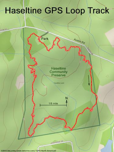 GPS track in December at Haseltine Community Preserve in southern NH