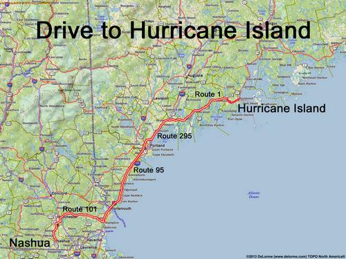 Hurricane Island drive route