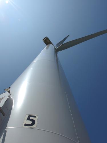 wind-turbine tower on Jericho Mountain in northern New Hampshire