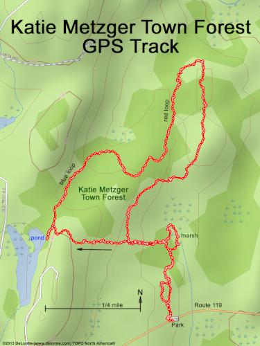 GPS track in May at Katie Metzger Town Forest near Fitzwilliam in southwest NH