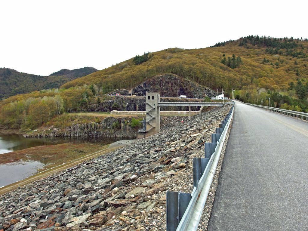 auto road over Townshend Dam near Ledges Overlook in southern Vermont