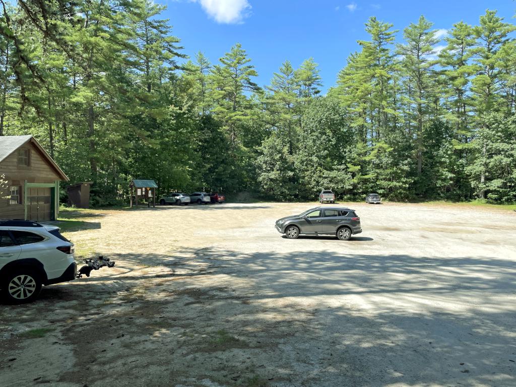 parking lot in August for Little Bear Trail at Bear Brook State Park in southern NH