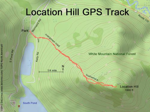 GPS track to Location Hill in northern New Hampshire