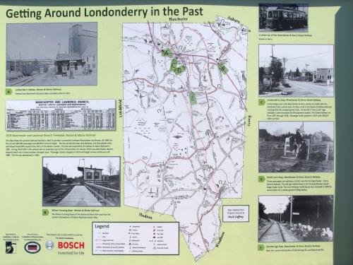 history poster explaining the Londonderry Rail Trail in southern New Hampshire