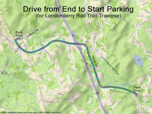 traverse drive GPS track at Londonerry Rail Trail in southern New Hampshire
