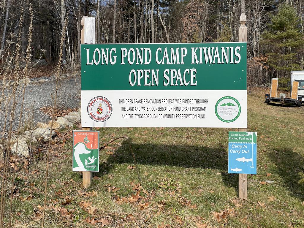 entrance sign in December at Long Pond Trail in northeast MA