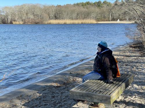 Wakeby Pond in December at Lowell Holly Reservation on Cape Cod in eastern Massachusetts