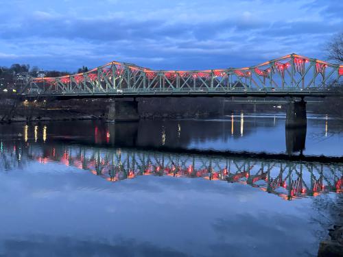 Bridge Street bridge in December at Lowell Riverwalk in northeast MA