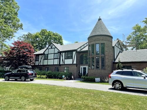 house in June near Marblehead Rail Trail in northeast Massachusetts