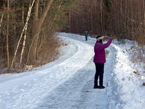 trail in January at Mascoma River Greenway at Lebanon in western New Hampshire