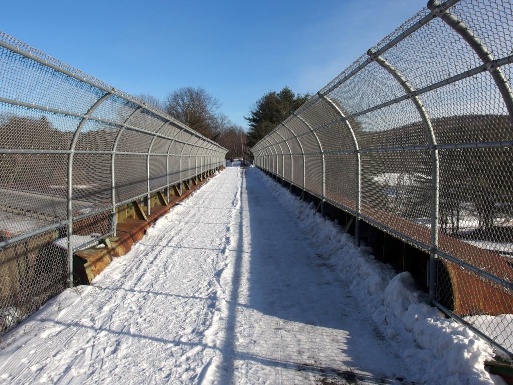 bridge in January over Route 89 on the Mascoma River Greenway at Lebanon in western New Hampshire