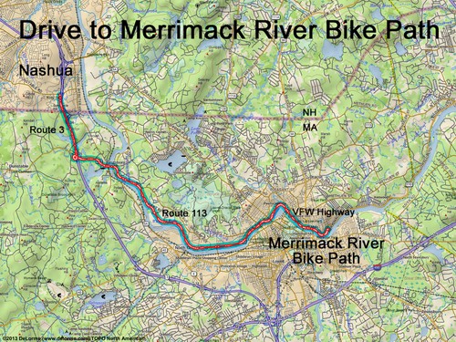 Merrimack River Bike Path drive route