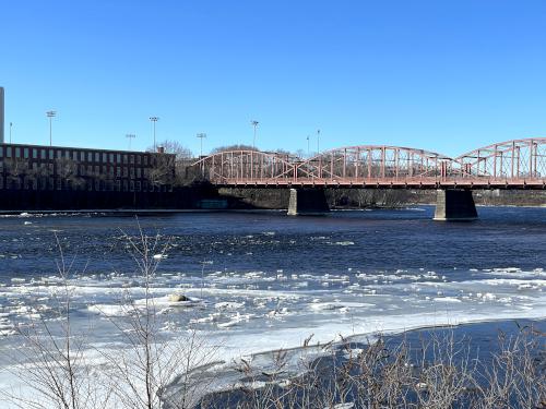 river view in January from the Merrimack River Bike Path in northeast MA