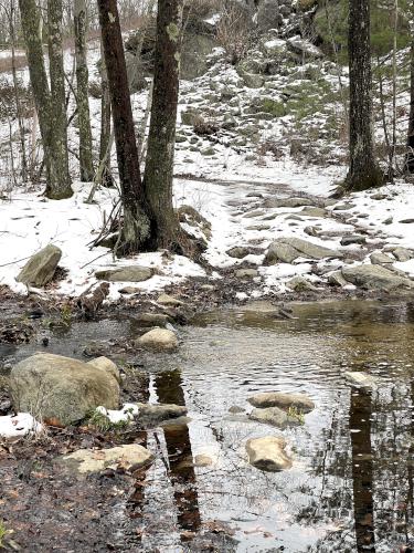 flooded trail in April at Middleton Pond in northeast MA