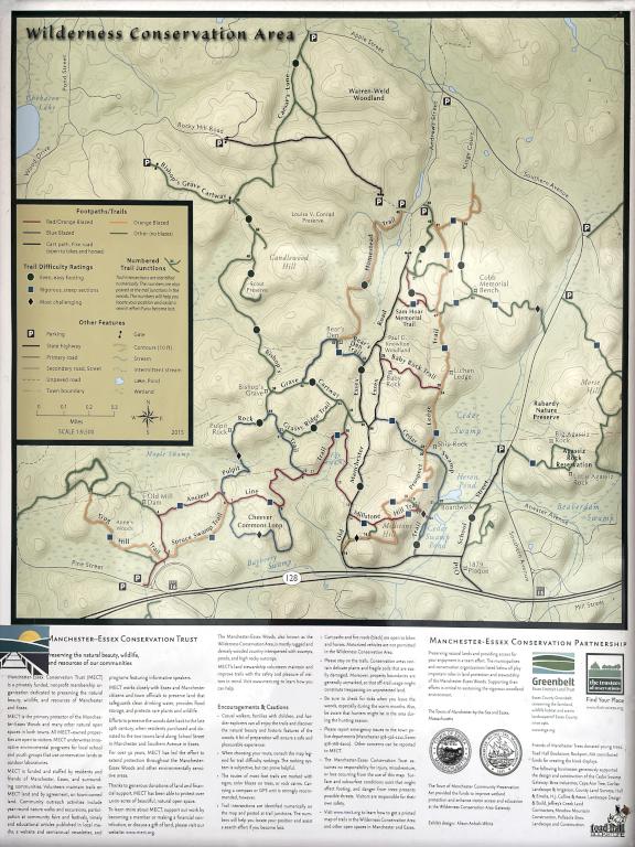 map of Manchester-Essex Wilderness Conservation Area near Essex in northeast Massachusetts