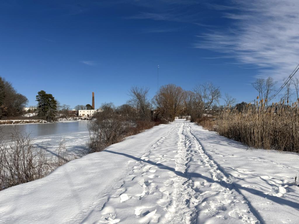 Nashua River view in February at Mine Falls Park in Nashua NH