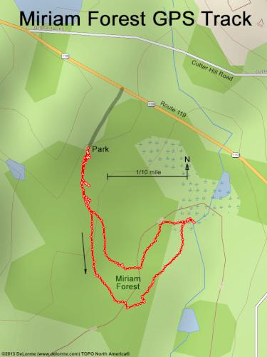 GPS track at Miriam Forest near Rindge in southern New Hampshire