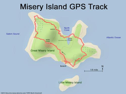 GPS track in July at Misery Island in northeast MA