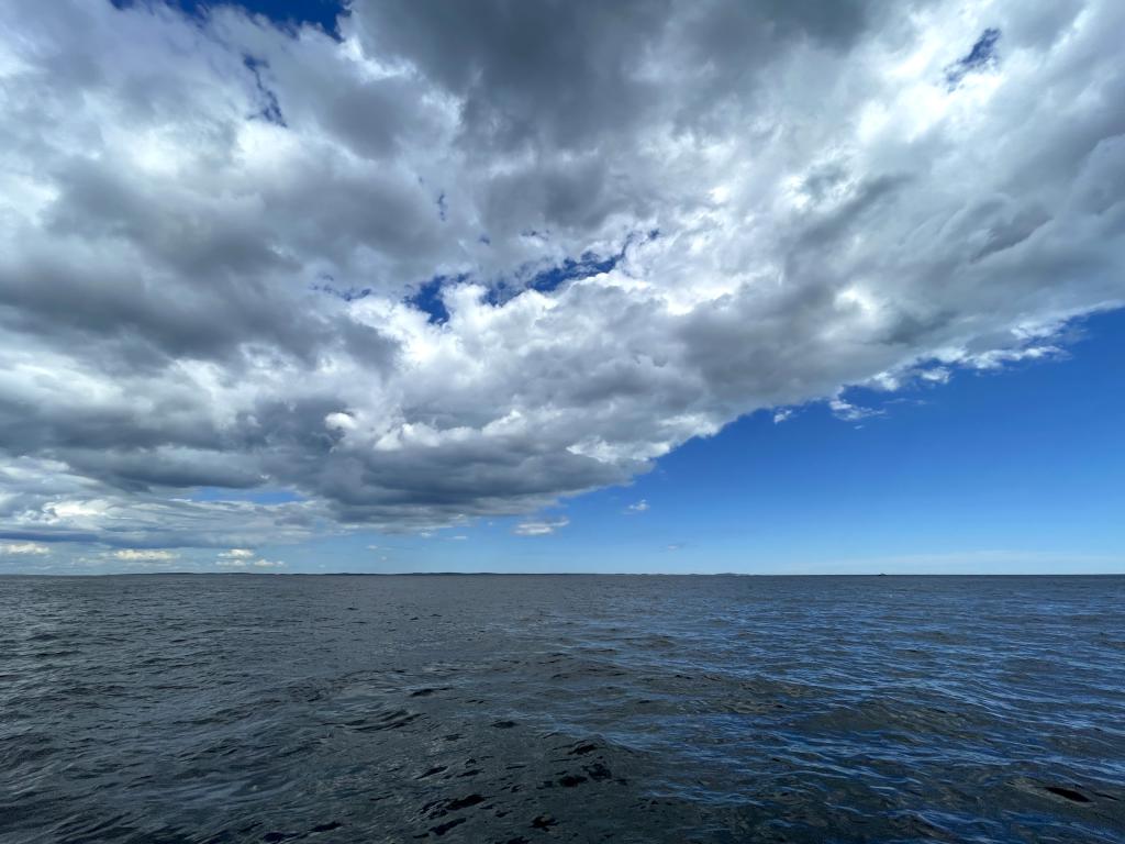 sky and ocean view in August near Monroe Island in Maine