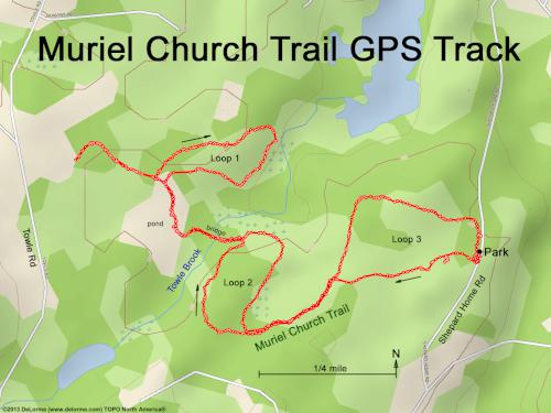 GPS track in September at Muriel Church Trail in southern NH