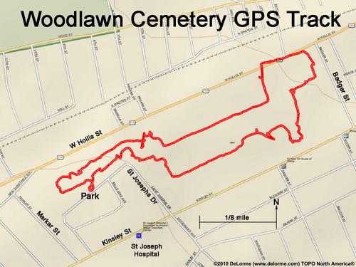 Woodlawn Cemetery GPS track in New Hampshire