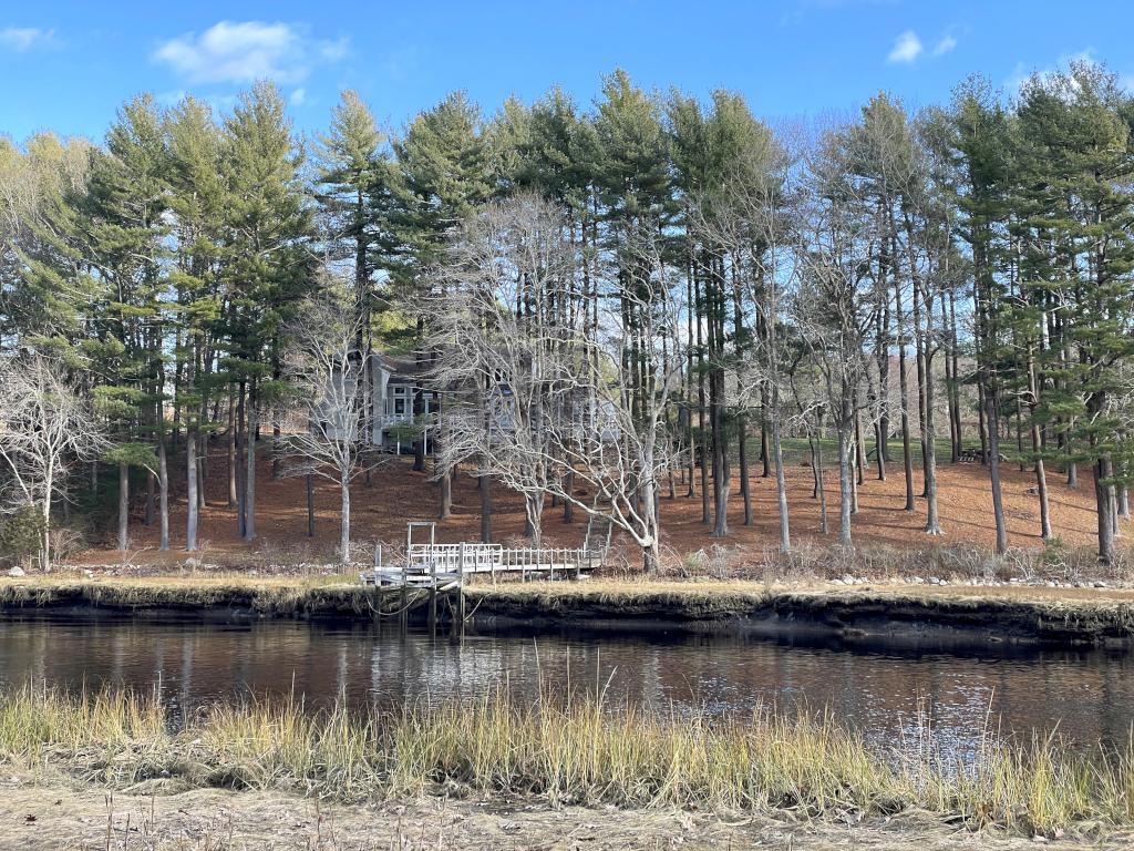 mansion in December on the edge of North River beside Norris Reservation in eastern Massachusetts