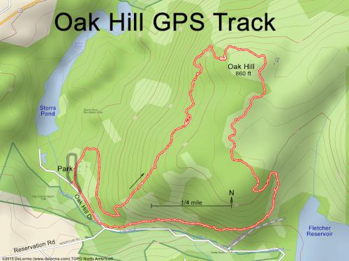 GPS track in June at Oak Hill in southwest NH