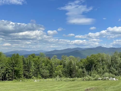 White Mountains view in May from Sunset Hill Road near Ore Hill in New Hampshire