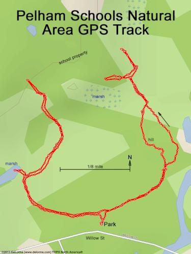 GPS track in November at Pelham Schools Natural Area in southern NH