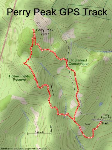 GPS track in August at Perry Peak in western MA