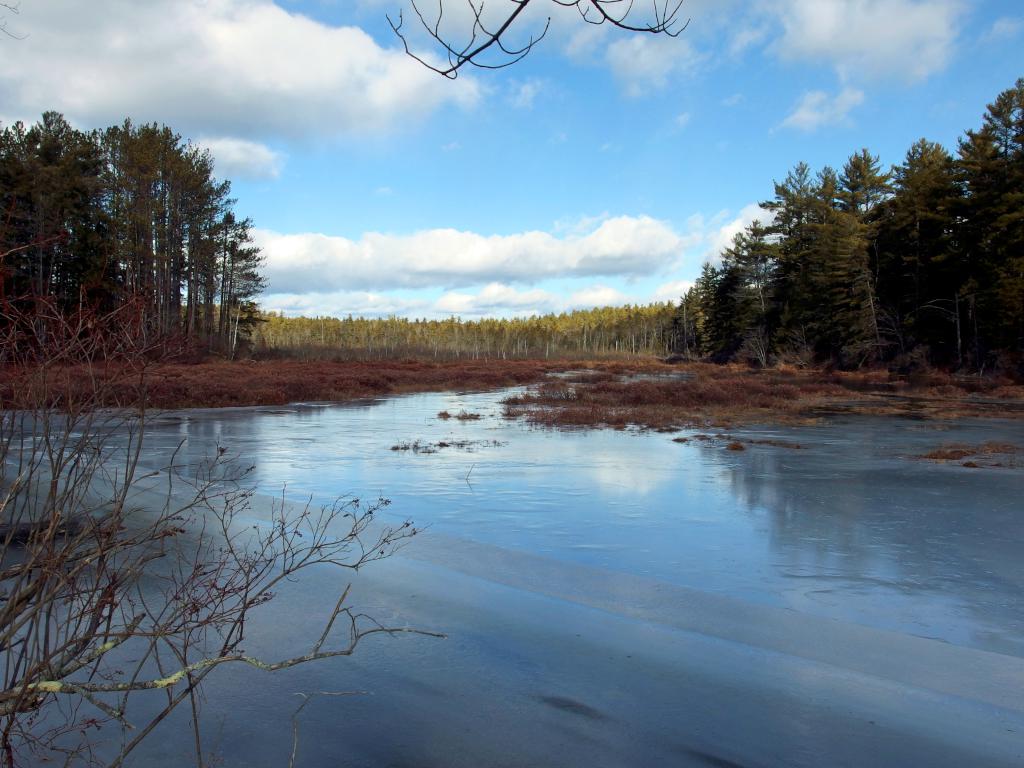 Hubbard Pond in December beside Perry Reservation near Rindge in southern NH