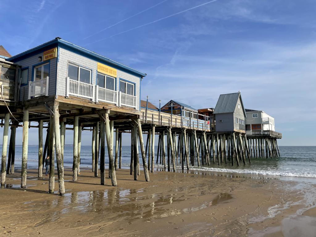 Pier in December at Old Orchard Beach, just south of Pine Point Beach in southern coastal Maine