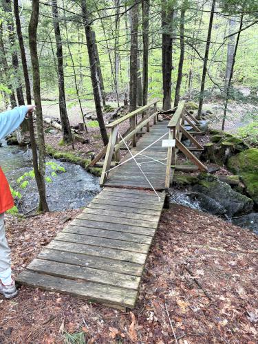 footbridge in May at Porcupine Falls near Gilsum in southwest NH