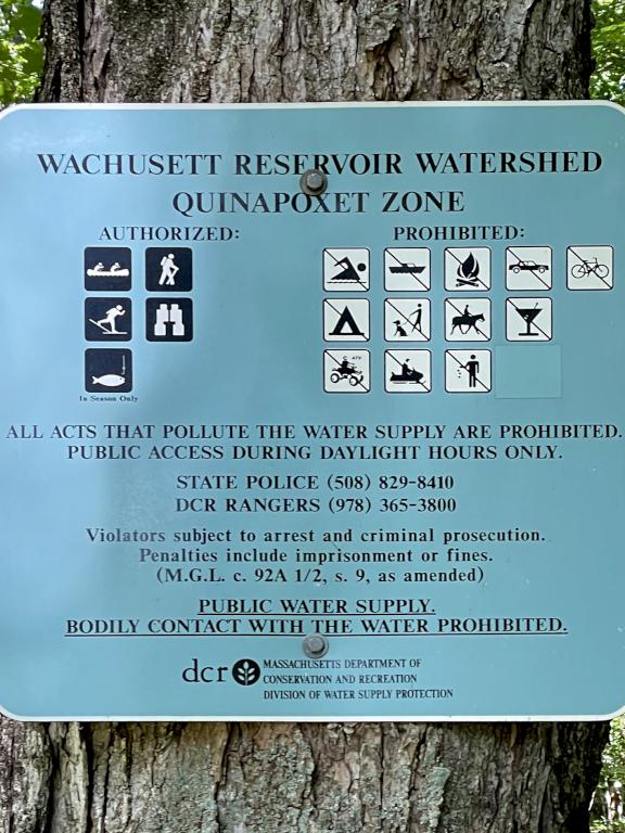 restricted activities at Quinapoxet River Area near Holden in eastern Massachusetts