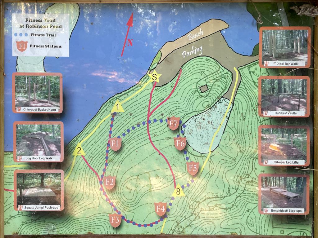 Fitness Trail map at Robinson Pond in southern NH