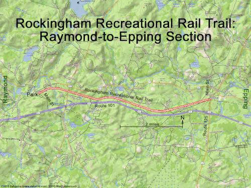GPS track in May on the Rockingham Recreational Rail Trail in southeast NH