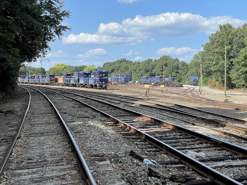 railroad tracks in August at Roussel Field and River Walk in Nashua NH