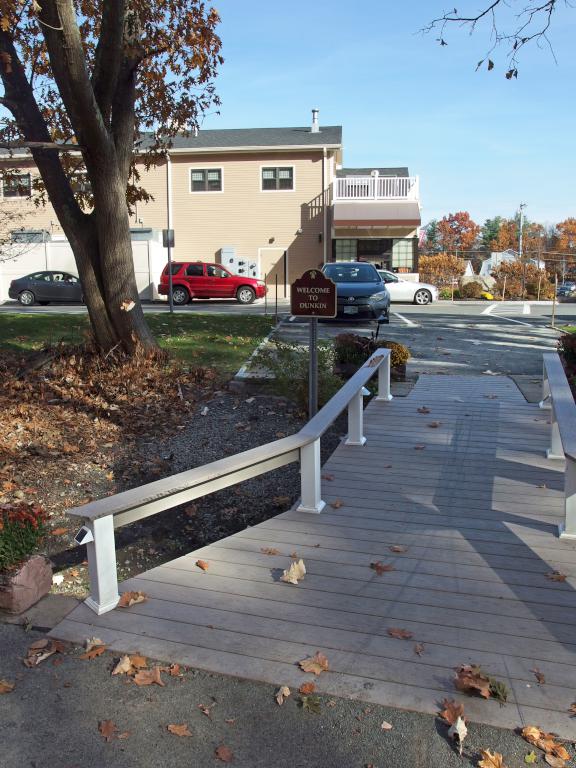 entrance to Dunkin Donuts off the Salem Bike-Ped Corridor in New Hampshire