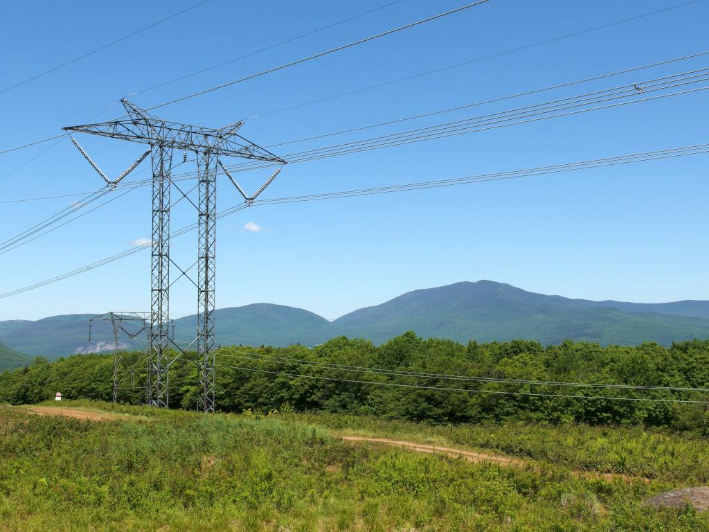 view of Mount Moosilauke in June from the powerline swath at Sentinel Mountain in New Hampshire