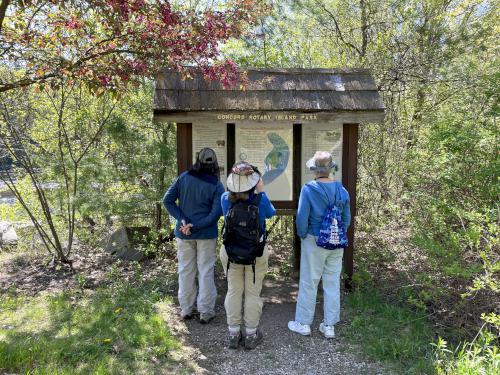 kiosk in May at Sewalls Falls Park near Concord in southern NH