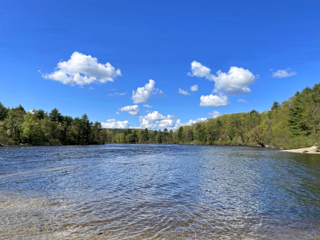 Merrimack River in May as seen from Sewalls Falls Park near Concord in southern NH