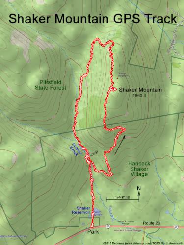 GPS track in August at Shaker Mountain in western MA