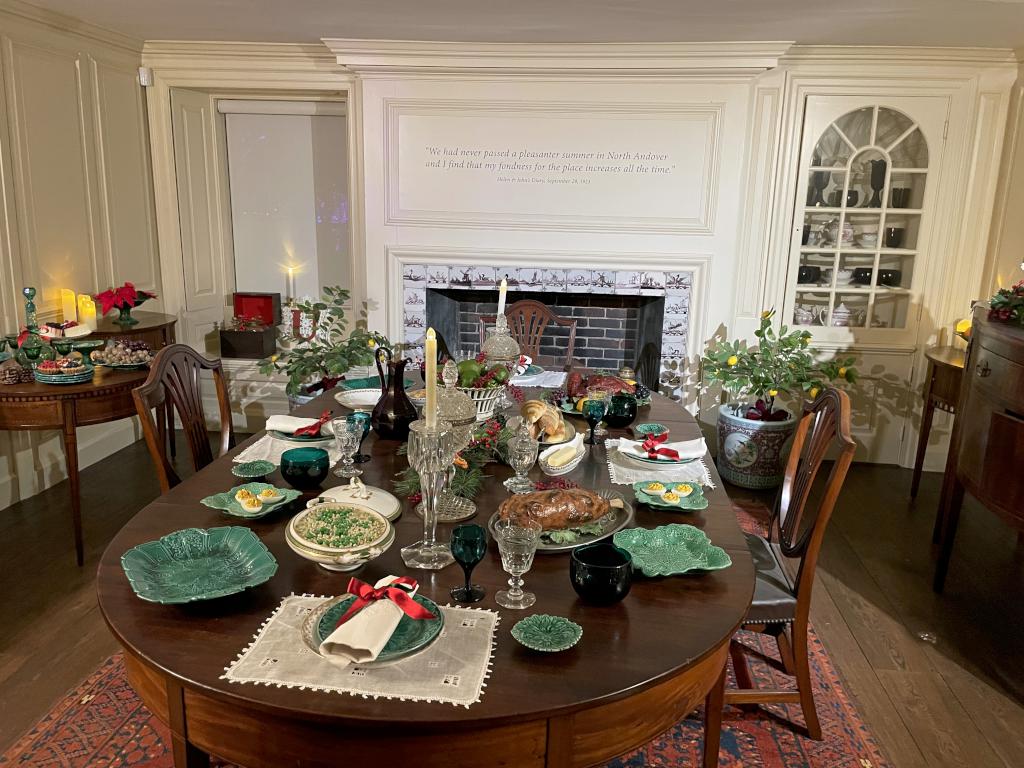 dining room in December at Stevens-Coolidge House & Gardens in northeast MA