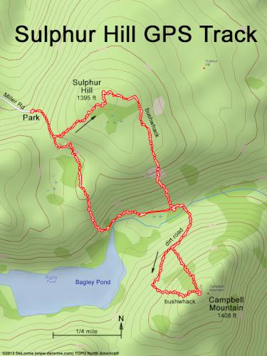 GPS track in August at Sulphur Hill in southwest NH