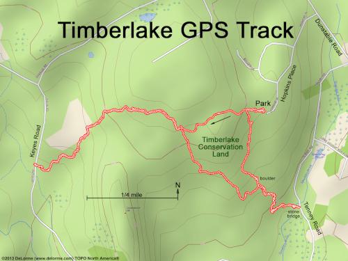 GPS track in February at Timberlake Conservation Land near Westford in northeast MA