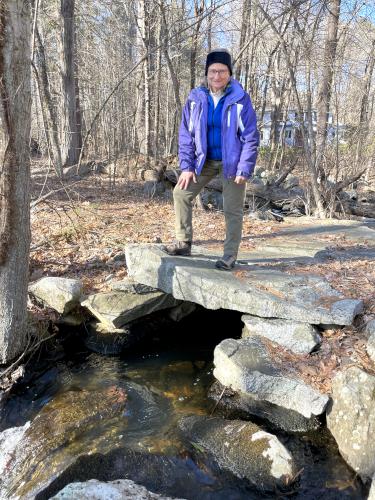 stone bridge in February at Timberlake Conservation Land near Westford in northeast MA