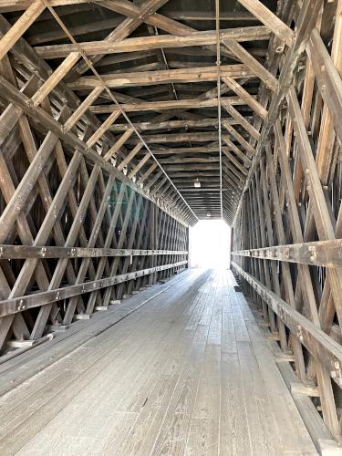 railroad bridge in March near Little Tooky Trail near Hopkinton in southern New Hampshire