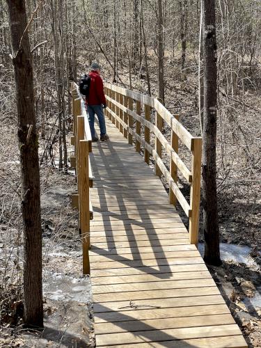 bootbridge in March at Little Tooky Trail near Hopkinton in southern New Hampshire